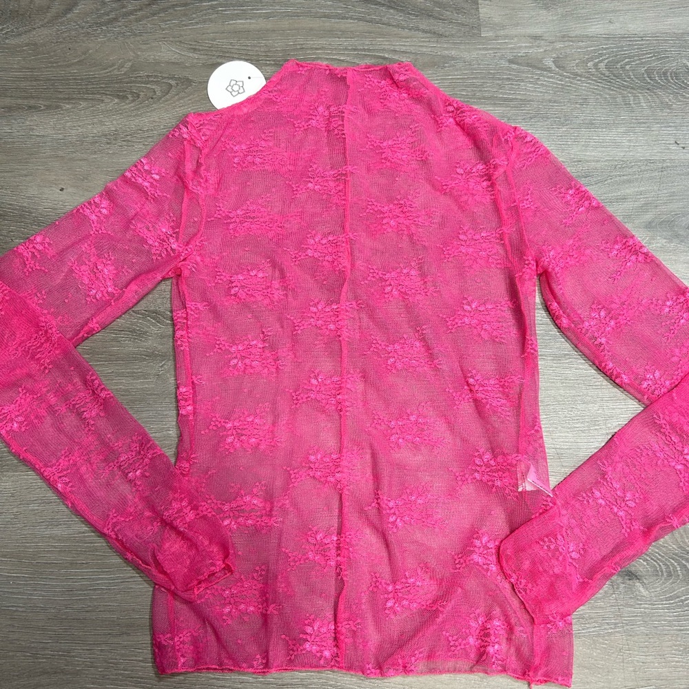 Sheer pink second skin long sleeve top Sz: S NWT